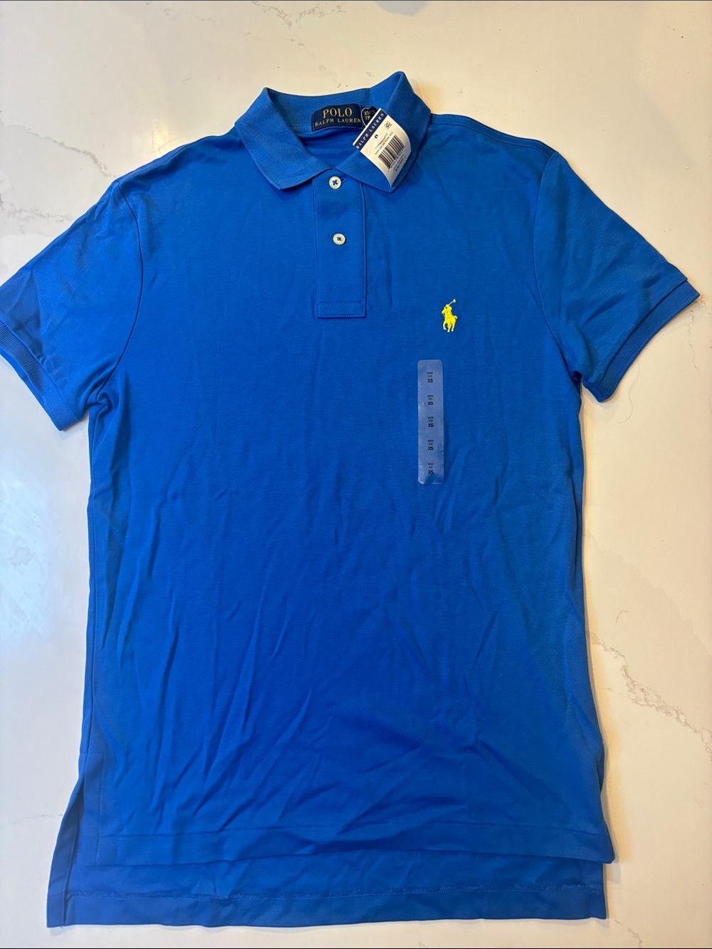Polo by Ralph Lauren Bright Blue Short-Sleeve Polo with Yellow Logo